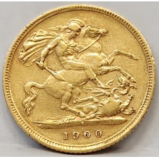 AUSTRALIA 1900 . HALF 1/2 SOVEREIGN . SYDNEY . GOLD